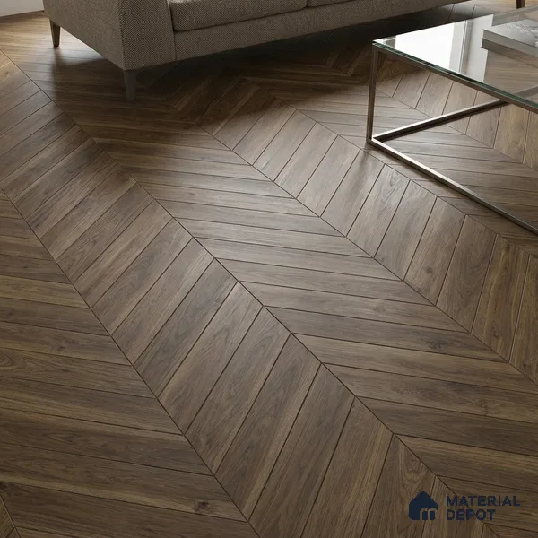 Wood Look Floor Tile TL 10396 Chevron Jacobean 35.43 inch x 6 inch Matte Finish Porcelain Tile - 9 mm | Suitable For living Room, Bedroom, Bathroom | 2-3 mm Spacer is Mandatory