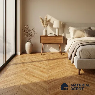 Wood Look Floor Tile TL 10397 Chevron Knotty Pine 35.43 inch x 6 inch Matte Finish Porcelain Tile - 9 mm | Suitable For living Room, Bedroom, Bathroom | 2-3 mm Spacer is Mandatory