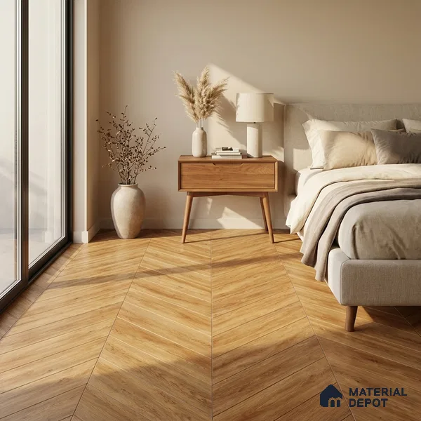 Wood Look Floor Tile TL 10397 Chevron Knotty Pine 35.43 inch x 6 inch Matte Finish Porcelain Tile - 9 mm | Suitable For living Room, Bedroom, Bathroom | 2-3 mm Spacer is Mandatory