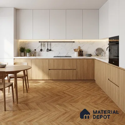 Wood Look Floor Tile TL 10397 Chevron Knotty Pine 35.43 inch x 6 inch Matte Finish Porcelain Tile - 9 mm | Suitable For living Room, Bedroom, Bathroom | 2-3 mm Spacer is Mandatory