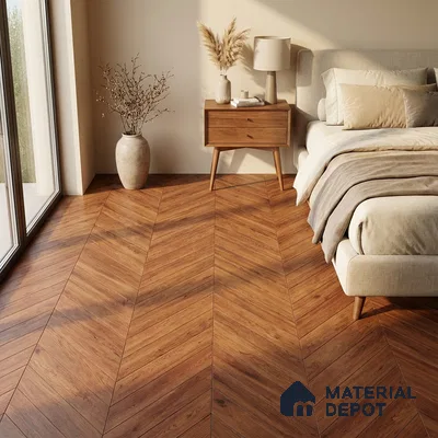 Wood Look Floor Tile TL 10398 Chevron Merabu 35.43 inch x 6 inch Matte Finish Porcelain Tile - 9 mm | Suitable For living Room, Bedroom, Bathroom | 2-3 mm Spacer is Mandatory