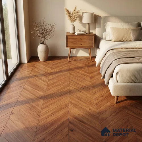 Wood Look Floor Tile TL 10398 Chevron Merabu 35.43 inch x 6 inch Matte Finish Porcelain Tile - 9 mm | Suitable For living Room, Bedroom, Bathroom | 2-3 mm Spacer is Mandatory