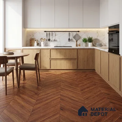 Wood Look Floor Tile TL 10398 Chevron Merabu 35.43 inch x 6 inch Matte Finish Porcelain Tile - 9 mm | Suitable For living Room, Bedroom, Bathroom | 2-3 mm Spacer is Mandatory