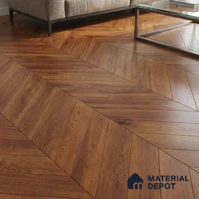 Wood Look Floor Tile TL 10398 Chevron Merabu 35.43 inch x 6 inch Matte Finish Porcelain Tile - 9 mm | Suitable For living Room, Bedroom, Bathroom | 2-3 mm Spacer is Mandatory