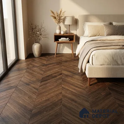 Wood Look Floor Tile TL 10400 Chevron Quissac 35.43 inch x 6 inch Matte Finish Porcelain Tile - 9 mm | Suitable For living Room, Bedroom, Bathroom | 2-3 mm Spacer is Mandatory
