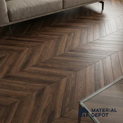 Wood Look Floor Tile TL 10400 Chevron Quissac 35.43 inch x 6 inch Matte Finish Porcelain Tile - 9 mm | Suitable For living Room, Bedroom, Bathroom | 2-3 mm Spacer is Mandatory