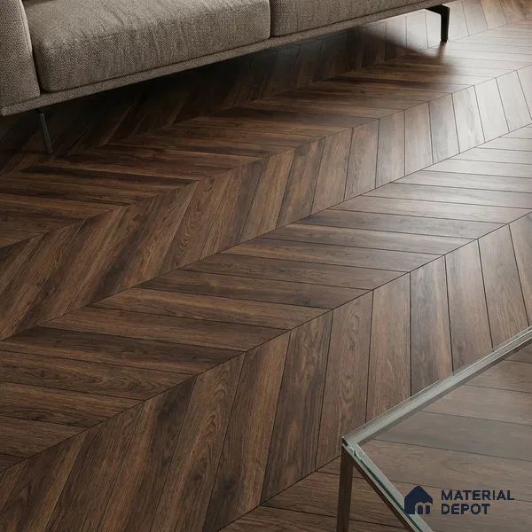 Wood Look Floor Tile TL 10400 Chevron Quissac 35.43 inch x 6 inch Matte Finish Porcelain Tile - 9 mm | Suitable For living Room, Bedroom, Bathroom | 2-3 mm Spacer is Mandatory
