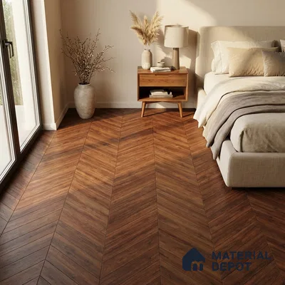 Wood Look Floor Tile TL 10402 Chevron Sedona 35.43 inch x 6 inch Matte Finish Porcelain Tile - 9 mm | Suitable For living Room, Bedroom, Bathroom | 2-3 mm Spacer is Mandatory