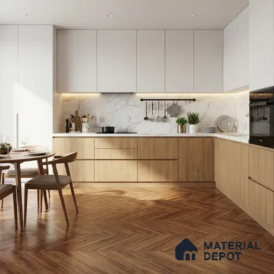 Wood Look Floor Tile TL 10402 Chevron Sedona 35.43 inch x 6 inch Matte Finish Porcelain Tile - 9 mm | Suitable For living Room, Bedroom, Bathroom | 2-3 mm Spacer is Mandatory