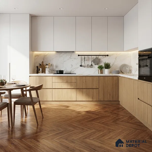 Wood Look Floor Tile TL 10402 Chevron Sedona 35.43 inch x 6 inch Matte Finish Porcelain Tile - 9 mm | Suitable For living Room, Bedroom, Bathroom | 2-3 mm Spacer is Mandatory