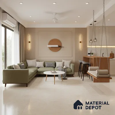 Marble Look Wall & Floor Tile TL 10407 Onyx Pearl 6 ft x 4 ft Satin Finish Vitrified Tile - 9 mm | Suitable For living Room, Bedroom, Bathroom | Adhesive and Spacers Must be Used During Installation