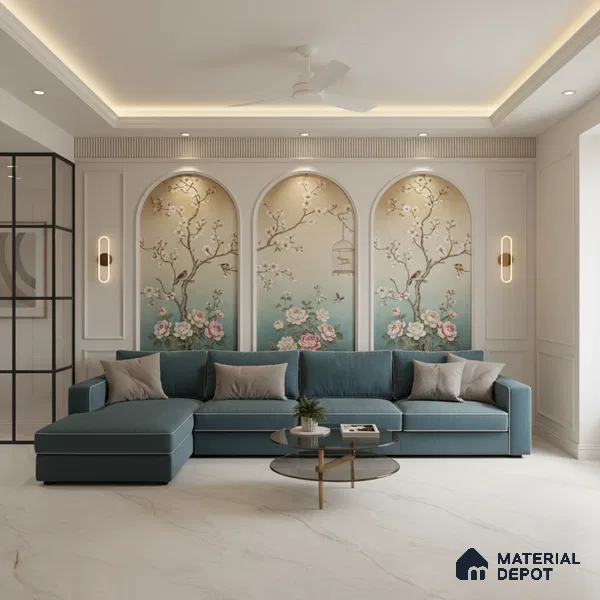 Marble Look Wall & Floor Tile TL 10408 Roman Beige 6 ft x 4 ft Satin Finish Vitrified Tile - 9 mm | Suitable For living Room, Bedroom, Bathroom | Adhesive and Spacers Must be Used During Installation