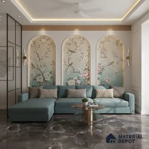 Endless Marble Floor & Wall Tile TL 10409 Beauty Onyx 6 ft x 4 ft Matte Finish Vitrified Large Format Tile - 9 mm | 3 Random Design | Suitable For Living Room, Bedroom, Bathroom | Adhesive and Spacers Must be Used During Installation