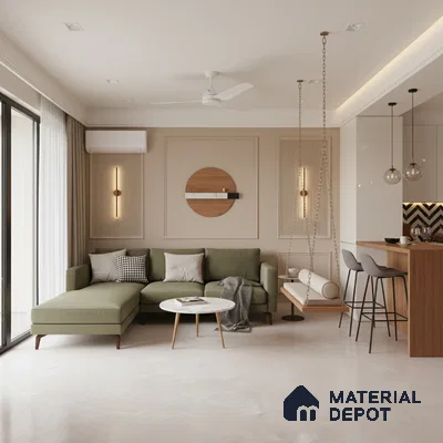Marble Look Wall & Floor Tile TL 10410 Spring Grey 6 ft x 4 ft Satin Finish Vitrified Tile - 9 mm | Suitable For living Room, Bedroom, Bathroom | Adhesive and Spacers Must be Used During Installation