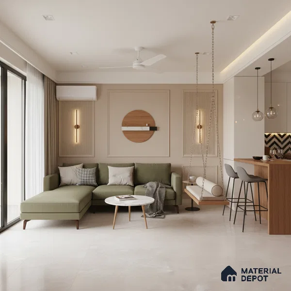 Marble Look Wall & Floor Tile TL 10410 Spring Grey 6 ft x 4 ft Satin Finish Vitrified Tile - 9 mm | Suitable For living Room, Bedroom, Bathroom | Adhesive and Spacers Must be Used During Installation