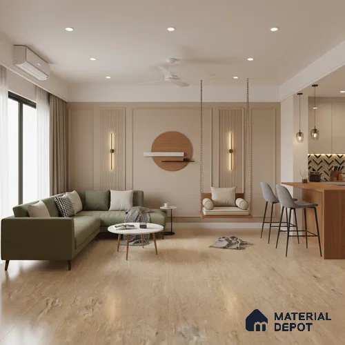 Marble Look Wall & Floor Tile TL 10411 SGH Craft Travertino Beige 6 ft x 4 ft Satin Finish Vitrified Tile - 9 mm | Suitable For living Room, Bedroom, Bathroom | Adhesive and Spacers Must be Used During Installation