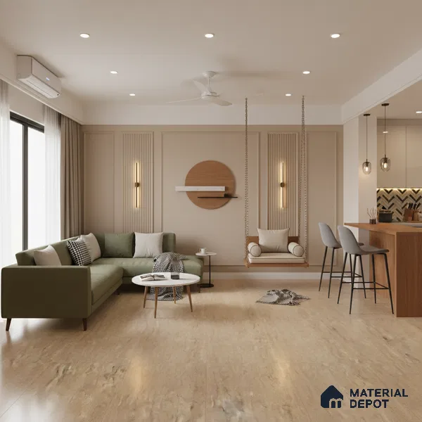 Marble Look Wall & Floor Tile TL 10411 SGH Craft Travertino Beige 6 ft x 4 ft Satin Finish Vitrified Tile - 9 mm | Suitable For living Room, Bedroom, Bathroom | Adhesive and Spacers Must be Used During Installation