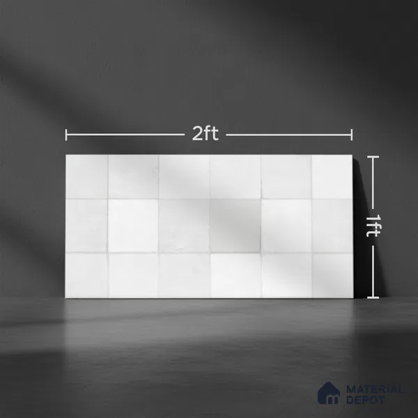 Faux Subway Wall Tile TL 10412 Squarebit Bone 2 ft x 1 ft Ceramic Glossy Finish - 9 mm | Suitable for Bathroom, Kitchen Backsplash