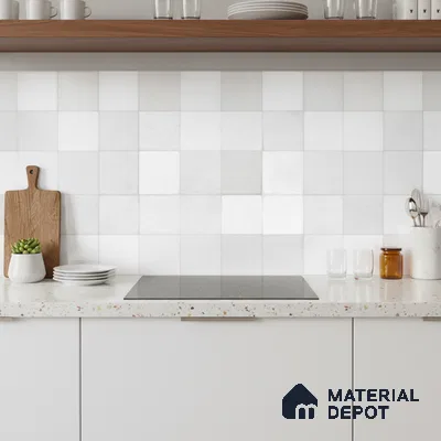 Faux Subway Wall Tile TL 10412  Squarebit Bone 2 ft x 1 ft Ceramic Glossy Finish - 9 mm | Suitable for Bathroom, Kitchen Backsplash