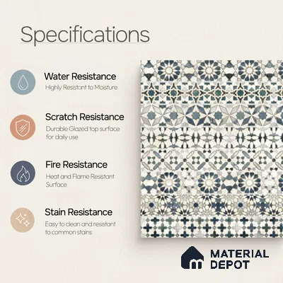Moroccan Wall Tile TL 10414 Bumpy Blue 1 ft x1 ft Ceramic Matte Finish Tile - 9 mm | Suitable For Kitchen, Bathroom Walls and Backsplashes | Please Expect a Slight Variation of Pattern