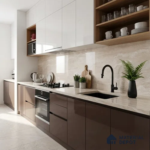 Stone Look Floor Tile TL 10421 River Romano Light 4 ft x 2 ft Glossy Finish Vitrified Tile - 9 mm | Suitable For living Room, Bedroom, Bathroom