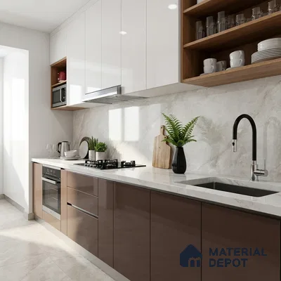 Marble Look Floor Tile TL 10423 Ciena Bianco Endless 4 ft x 2 ft Glossy Finish Vitrified Tile - 9 mm | Suitable For living Room, Bedroom, Bathroom