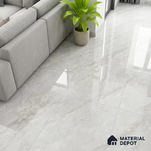 Marble Look Floor Tile TL 10423 Ciena Bianco Endless 4 ft x 2 ft Glossy Finish Vitrified Tile - 9 mm | Suitable For living Room, Bedroom, Bathroom