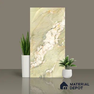 Marble Onyx Wall & Floor Tile TL 10427 Sage Green 4 ft x 2 ft Matte Finish Vitrified Tile - 9 mm | Suitable For Living Room, Bedroom, Kitchen