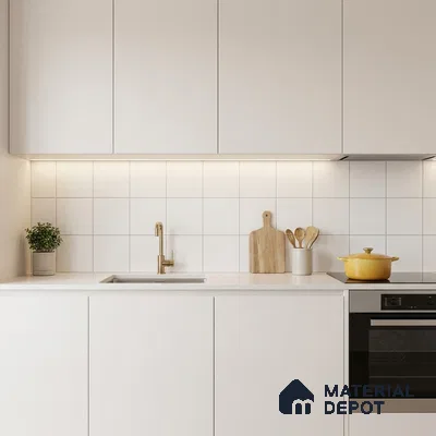 Subway Wall & Floor Tile TL 10436 Plain White 200 x 200 mm  Vitrified Matte Finish - 9 mm | Suitable For Kitchen, Bathroom, Balcony | Please Expect a Slight Variation of Pattern