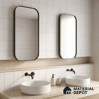 Subway Wall & Floor Tile TL 10436 Plain White 200 x 200 mm  Vitrified Matte Finish - 9 mm | Suitable For Kitchen, Bathroom, Balcony | Please Expect a Slight Variation of Pattern