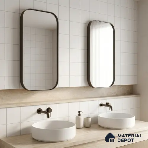 Subway Wall & Floor Tile TL 10436 Plain White 200 x 200 mm  Vitrified Matte Finish - 9 mm  Suitable For Living Room, Bedroom, Kitchen | Please Expect a Slight Variation of Pattern