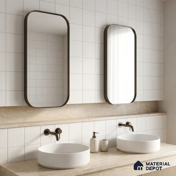 Subway Wall & Floor Tile TL 10436 Plain White 200 x 200 mm Vitrified Matte Finish - 9 mm | Suitable For Kitchen, Bathroom, Balcony | Please Expect a Slight Variation of Pattern