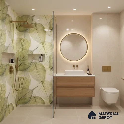 Floral Wall Tile TL 10437 Glossy Finish 4 ft x 2 ft Vitrified Tile- 9 mm | Suitable for Bathroom, Accent/Feature Wall, Dining Area