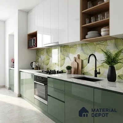 Floral Wall Tile TL 10437 Glossy Finish 4 ft x 2 ft Vitrified Tile- 9 mm | Suitable for Bathroom, Accent/Feature Wall, Dining Area