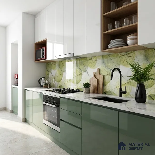 Floral Wall Tile TL 10437 Glossy Finish 4 ft x 2 ft Vitrified Tile- 9 mm | Suitable for Bathroom, Accent/Feature Wall, Dining Area