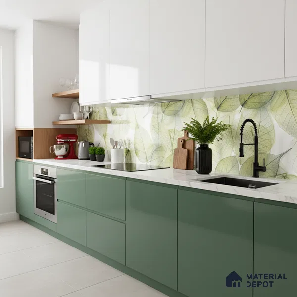 Floral Wall Tile TL 10437 Glossy Finish 4 ft x 2 ft Vitrified Tile- 9 mm | Suitable for Bathroom, Accent/Feature Wall, Dining Area