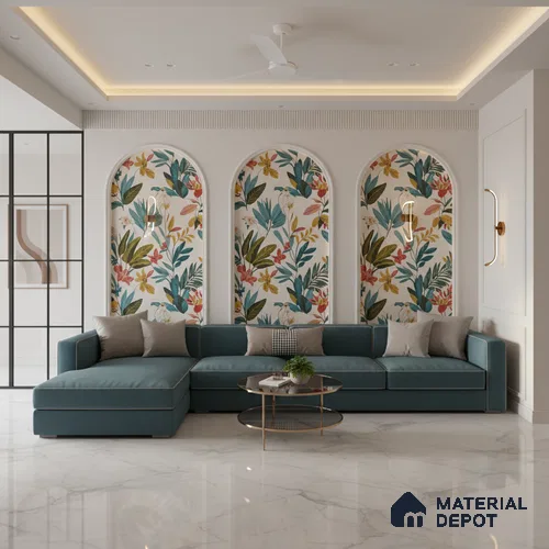 Marble Floor Tile TL 10443 Calacatta Oro 6 ft x 4 ft Carving High Gloss Finish Vitrified Large Format Tile - 15 mm | Suitable for Living Room, Bedroom, Bathroom | Adhesive and Spacers Must be Used During Installation