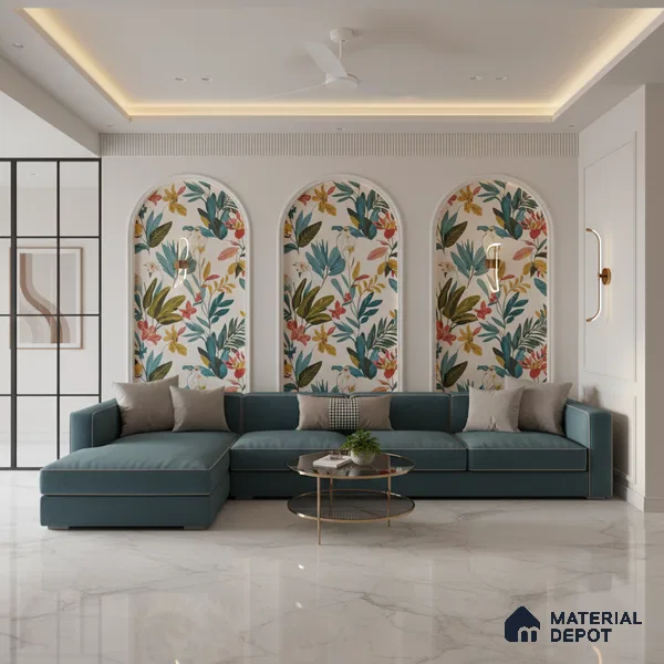 Marble Floor Tile TL 10443 Calacatta Oro 6 ft x 4 ft Carving High Gloss Finish Vitrified Large Format Tile - 15 mm | Suitable for Living Room, Bedroom, Bathroom | Adhesive and Spacers Must be Used During Installation