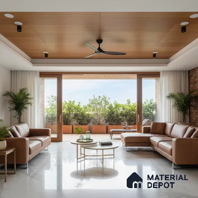 Marble Floor Tile TL 10444 Classic Carara Edl 6 ft x 4 ft Carving High Gloss Finish Vitrified Large Format Tile - 15 mm | Suitable for Living Room, Bedroom, Bathroom | Adhesive and Spacers Must be Used During Installation