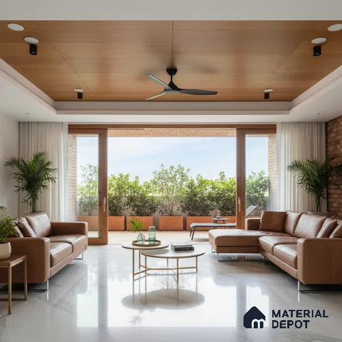 Marble Floor Tile TL 10444 Classic Carara Edl 6 ft x 4 ft Carving High Gloss Finish Vitrified Large Format Tile - 15 mm | Suitable for Living Room, Bedroom, Bathroom | Adhesive and Spacers Must be Used During Installation