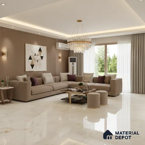 Marble Floor Tile TL 10447 Cloudy Onyx 6 ft x 4 ft Carving High Gloss Finish Vitrified Large Format Tile - 15 mm | Suitable for Living Room, Bedroom, Bathroom | Adhesive and Spacers Must be Used During Installation