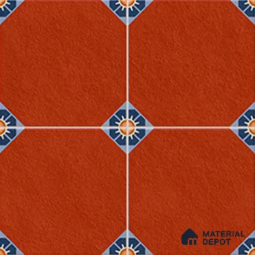Moroccan Athangudi Carpet Floor & Wall Tile TL 10448 C Center 1 ft x 1 ft - Ceramic Matte Finish -10 mm | Suitable for Living Room, Kitchen, Bathroom | Please Expect a Slight Variation of Pattern | Image 02