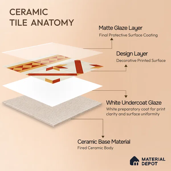 Moroccan Athangudi Carpet Floor Tile TL 10454 B Border 1 ft x 1 ft - Ceramic Matte Finish -10 mm | Suitable for Living Room, Kitchen, Dining Area | Please Expect a Slight Variation of Pattern