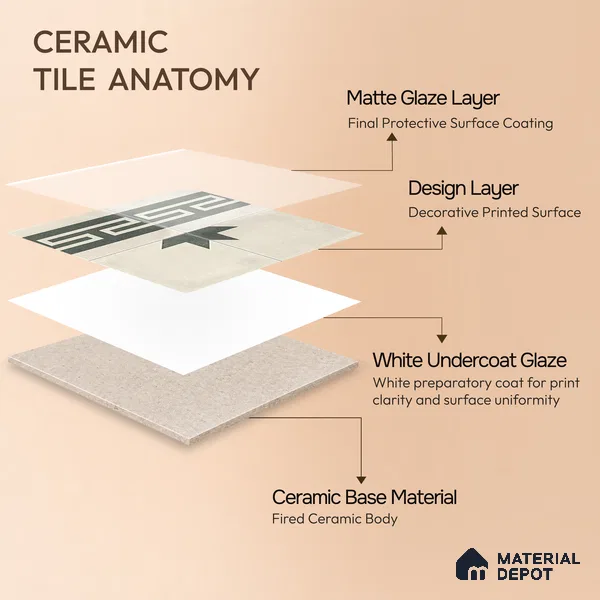 Moroccan Athangudi Carpet Floor Tile TL 10455 B Border 1 ft x 1 ft - Ceramic Matte Finish -10 mm | Suitable for Living Room, Kitchen, Dining Area | Please Expect a Slight Variation of Pattern