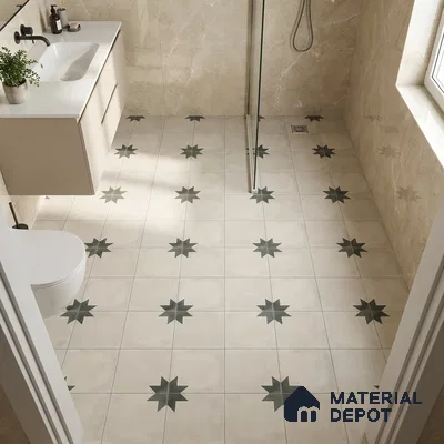 Moroccan Athangudi Carpet Floor & Wall Tile TL 10455 C Center 1 ft x 1 ft - Ceramic Matte Finish -10 mm | Suitable for Living Room, Kitchen, Bathroom | Please Expect a Slight Variation of Pattern
