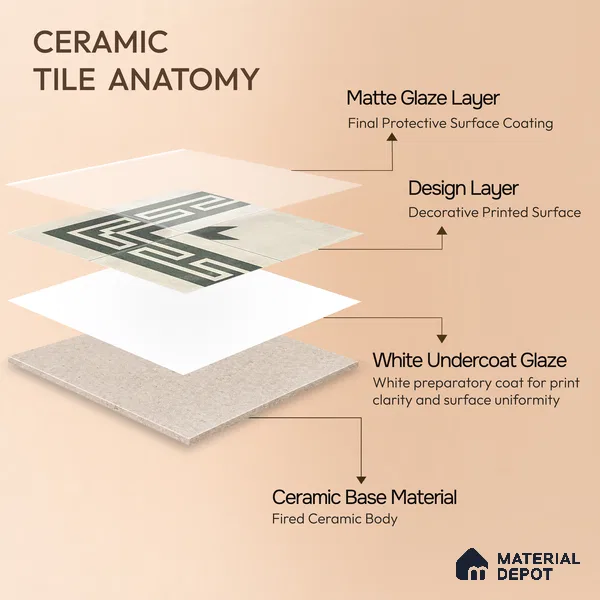 Moroccan Athangudi Carpet Floor Tile TL 10455 Corner 1 ft x 1 ft - Ceramic Matte Finish -10 mm | Suitable for Living Room, Kitchen, Dining Area | Please Expect a Slight Variation of Pattern