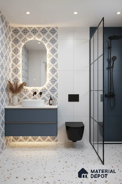 Moroccan Wall & Floor Tile TL 10456 Belfast 1 ft x 1 ft Vitrified Matte Finish - 9.5 mm | Suitable for Bathroom, Kitchen, Balcony | 2 mm Spacer is Mandatory | Please Expect a Slight Variation of Pattern