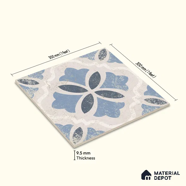 Moroccan Wall & Floor Tile TL 10456 Belfast 1 ft x 1 ft Vitrified Matte Finish - 9.5 mm | Suitable for Bathroom, Kitchen, Balcony | 2 mm Spacer is Mandatory | Please Expect a Slight Variation of Pattern