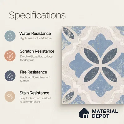Moroccan Wall & Floor Tile TL 10456 Belfast 1 ft x 1 ft Vitrified Matte Finish - 9.5 mm | Suitable for Bathroom, Kitchen, Balcony | 2 mm Spacer is Mandatory | Please Expect a Slight Variation of Pattern