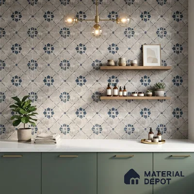 Moroccan Wall & Floor Tile TL 10457 B Bruma Silver 1 ft x 1 ft Vitrified Matte Finish - 9.5 mm | Suitable for Bathroom, Kitchen, Balcony | 2 mm Spacer is Mandatory | Please Expect a Slight Variation of Pattern